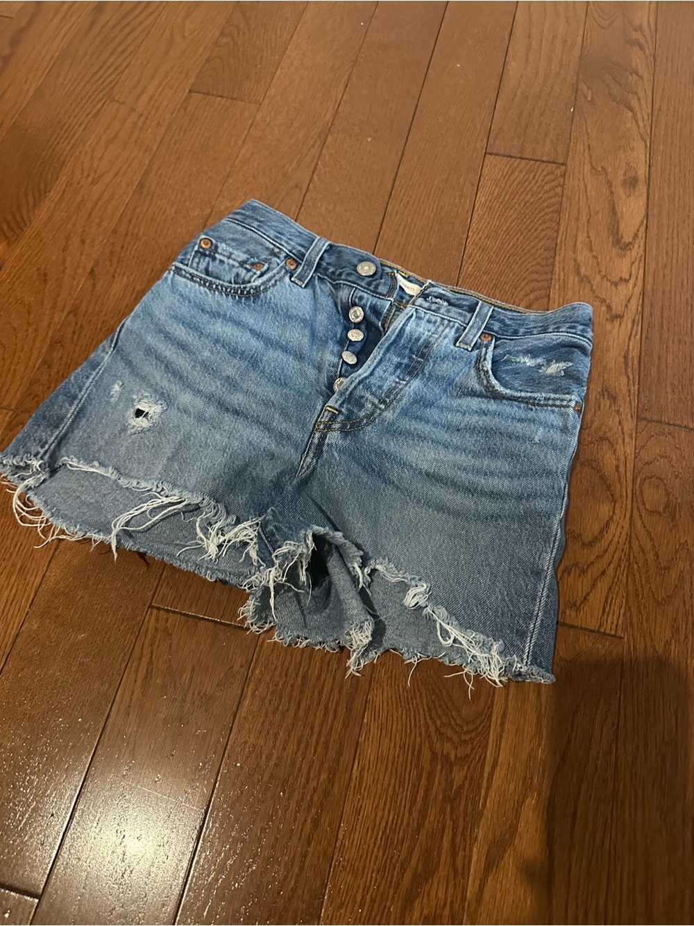 Levi’s Women's Distressed Denim Shorts - Blue